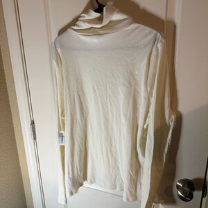 Old Navy Cream Ribbed Turtleneck Top XXL Tall Soft Stretch Long Sleeve NWT